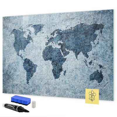 Tableau effaçable magnétique Une carte du monde avec des souvenirs personnels