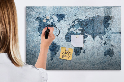 Tableau effaçable magnétique Une carte du monde avec des souvenirs personnels