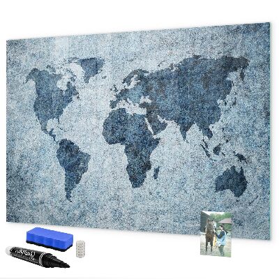 Tableau effaçable magnétique Une carte du monde avec des souvenirs personnels