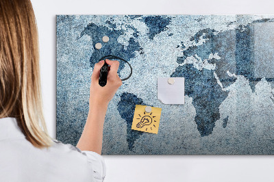 Tableau effaçable magnétique Une carte du monde avec des souvenirs personnels