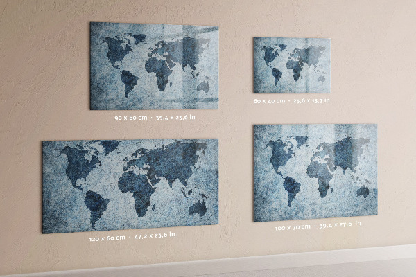 Tableau effaçable magnétique Une carte du monde avec des souvenirs personnels