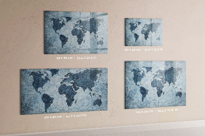 Tableau effaçable magnétique Une carte du monde avec des souvenirs personnels