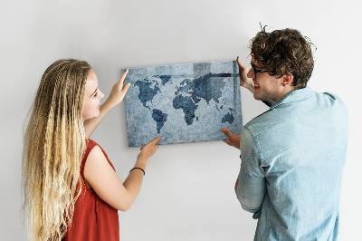 Tableau effaçable magnétique Une carte du monde avec des souvenirs personnels