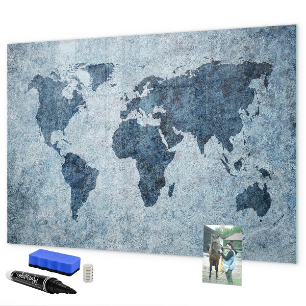 Tableau effaçable magnétique Une carte du monde avec des souvenirs personnels