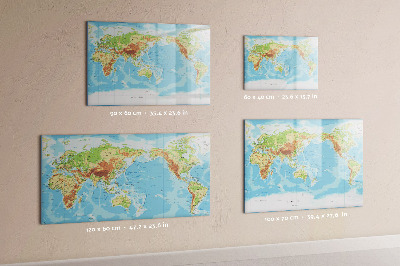 Tableau magnétique effaçable Carte du monde avec photos et accessoires