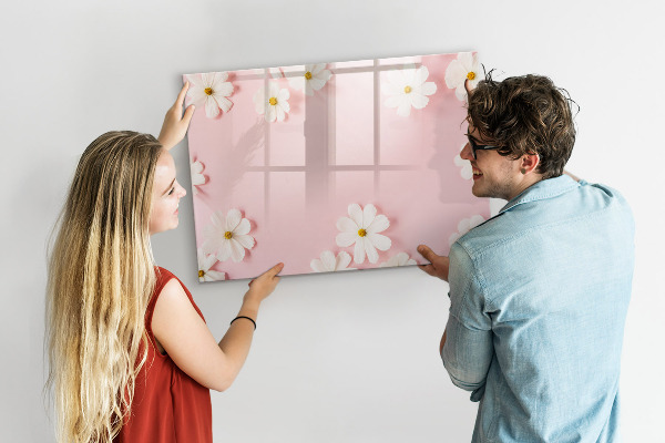 Tableau magnétique effaçable Motif floral pour présentation photo