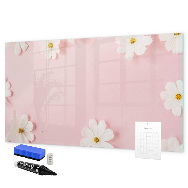 Tableau magnétique effaçable Motif floral pour présentation photo