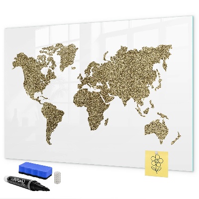 Tableau effaçable magnétique Carte du monde avec emplacements de photos