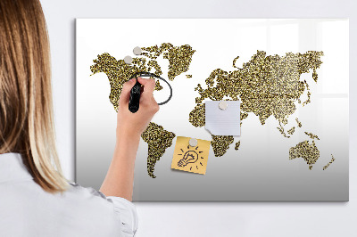 Tableau effaçable magnétique Carte du monde avec emplacements de photos