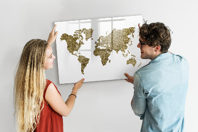 Tableau effaçable magnétique Carte du monde avec emplacements de photos