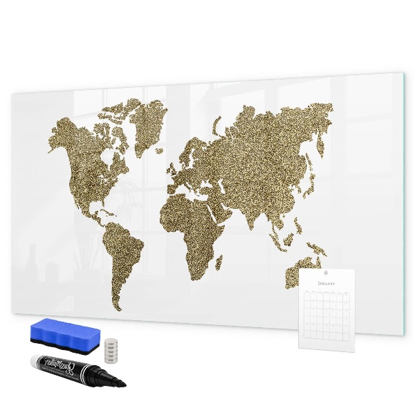 Tableau effaçable magnétique Carte du monde avec emplacements de photos