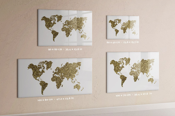 Tableau effaçable magnétique Carte du monde avec emplacements de photos