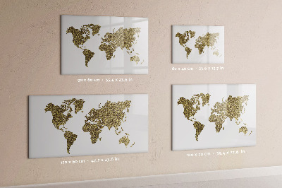 Tableau effaçable magnétique Carte du monde avec emplacements de photos