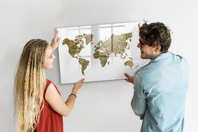 Tableau effaçable magnétique Carte du monde avec emplacements de photos