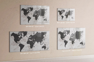 Tableau magnétique effaçable Une carte du monde remplie de souvenirs et de notes