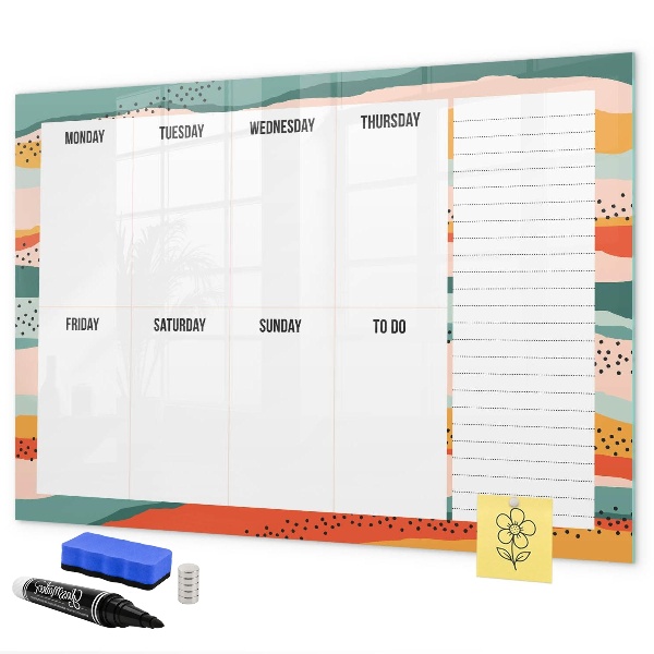 Tableau effaçable magnétique Agenda hebdomadaire avec espace pour photos
