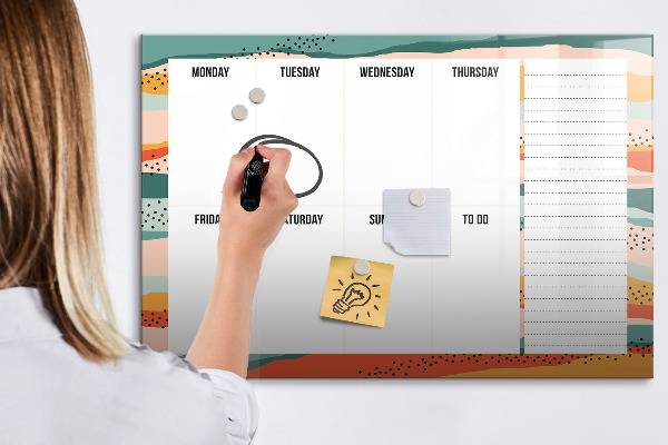 Tableau effaçable magnétique Agenda hebdomadaire avec espace pour photos