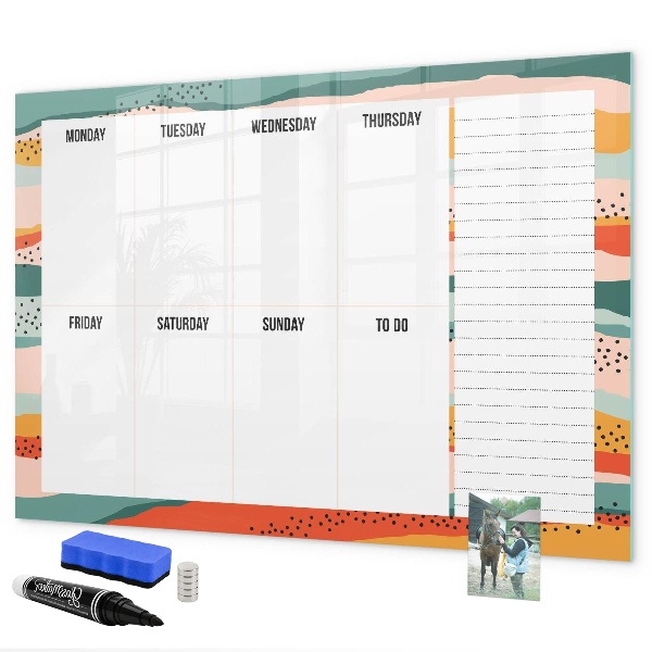 Tableau effaçable magnétique Agenda hebdomadaire avec espace pour photos