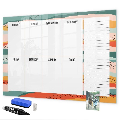 Tableau effaçable magnétique Agenda hebdomadaire avec espace pour photos
