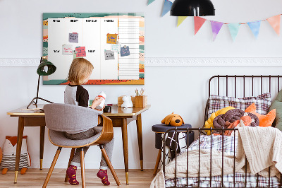 Tableau effaçable magnétique Agenda hebdomadaire avec espace pour photos