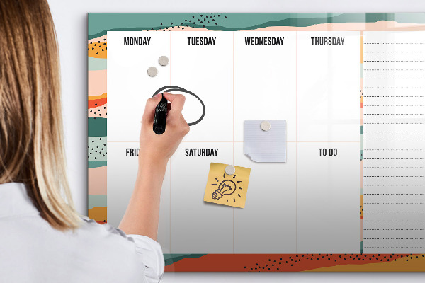 Tableau effaçable magnétique Agenda hebdomadaire avec espace pour photos