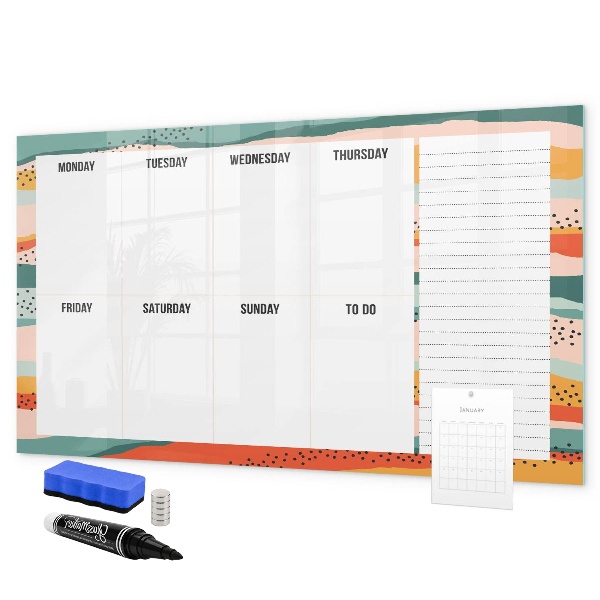 Tableau effaçable magnétique Agenda hebdomadaire avec espace pour photos