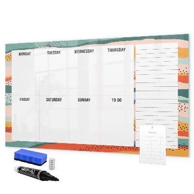 Tableau effaçable magnétique Agenda hebdomadaire avec espace pour photos