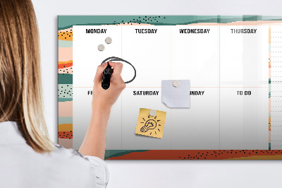 Tableau effaçable magnétique Agenda hebdomadaire avec espace pour photos