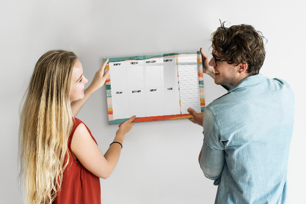 Tableau effaçable magnétique Agenda hebdomadaire avec espace pour photos
