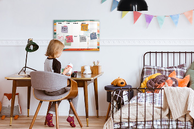 Tableau effaçable magnétique Agenda hebdomadaire avec espace pour photos