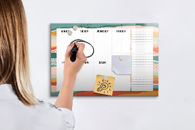 Tableau effaçable magnétique Agenda hebdomadaire avec espace pour photos