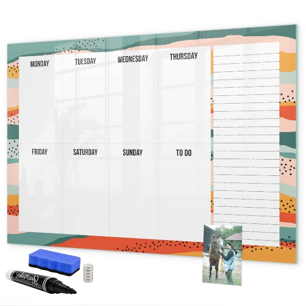 Tableau effaçable magnétique Agenda hebdomadaire avec espace pour photos
