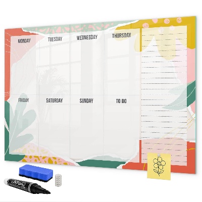 Tableau magnétique effaçable Agenda hebdomadaire avec espace pour photos