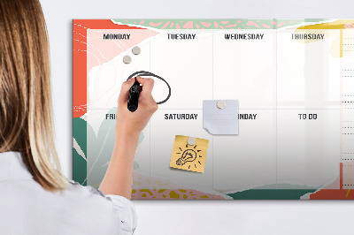 Tableau magnétique effaçable Agenda hebdomadaire avec espace pour photos