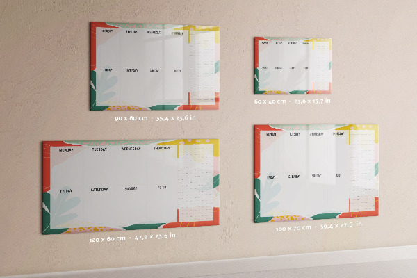 Tableau magnétique effaçable Agenda hebdomadaire avec espace pour photos