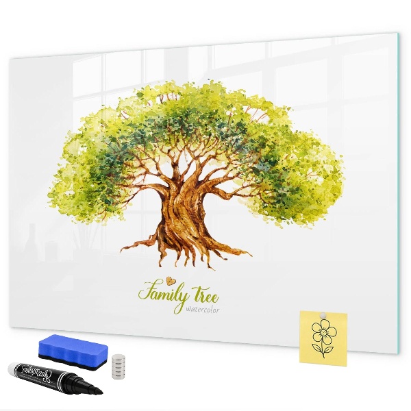 Tableau magnétique effaçable Arbre généalogique avec espace pour photos