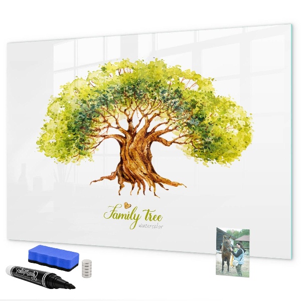 Tableau magnétique effaçable Arbre généalogique avec espace pour photos