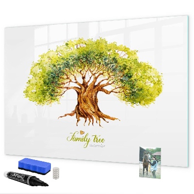 Tableau magnétique effaçable Arbre généalogique avec espace pour photos