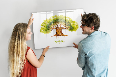 Tableau magnétique effaçable Arbre généalogique avec espace pour photos