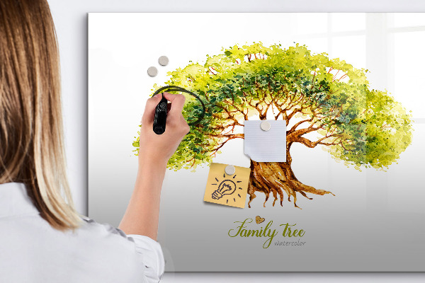 Tableau magnétique effaçable Arbre généalogique avec espace pour photos