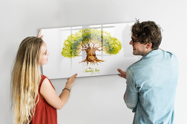 Tableau magnétique effaçable Arbre généalogique avec espace pour photos