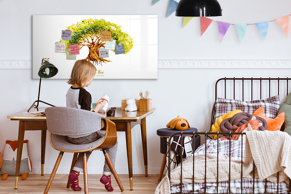 Tableau magnétique effaçable Arbre généalogique avec espace pour photos