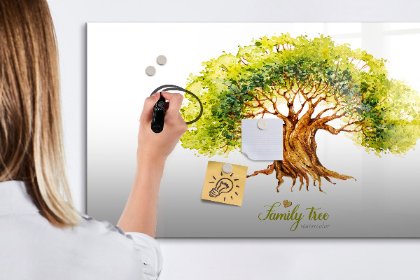 Tableau magnétique effaçable Arbre généalogique avec espace pour photos