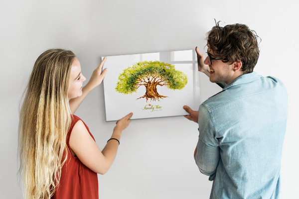 Tableau magnétique effaçable Arbre généalogique avec espace pour photos