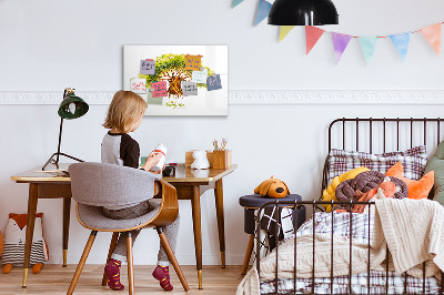 Tableau magnétique effaçable Arbre généalogique avec espace pour photos