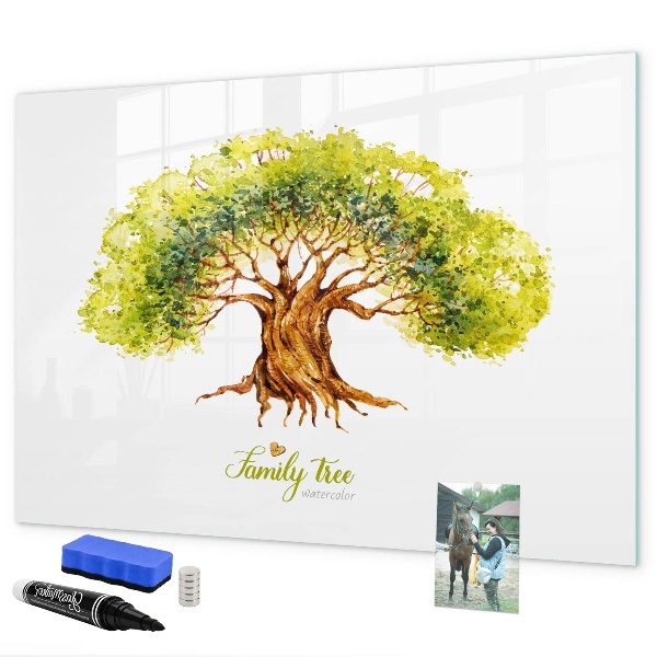 Tableau magnétique effaçable Arbre généalogique avec espace pour photos