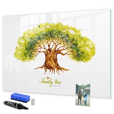 Tableau magnétique effaçable Arbre généalogique avec espace pour photos