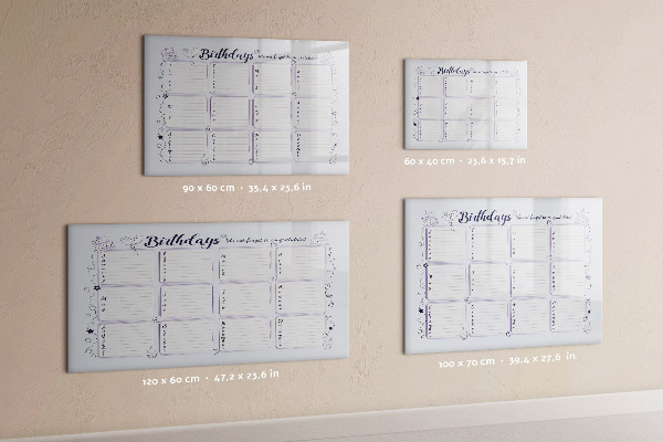 Tableau magnétique effaçable Calendrier d'anniversaires avec espace pour photos