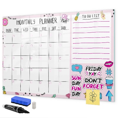 Tableau magnétique effaçable Agenda mensuel avec espace pour photos