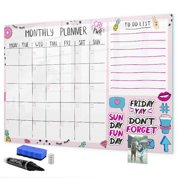 Tableau magnétique effaçable Agenda mensuel avec espace pour photos